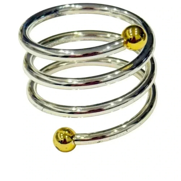 6 Set Kemp & Beady Napkin Silver and Gold Bead Rings - Picture 1 of 3